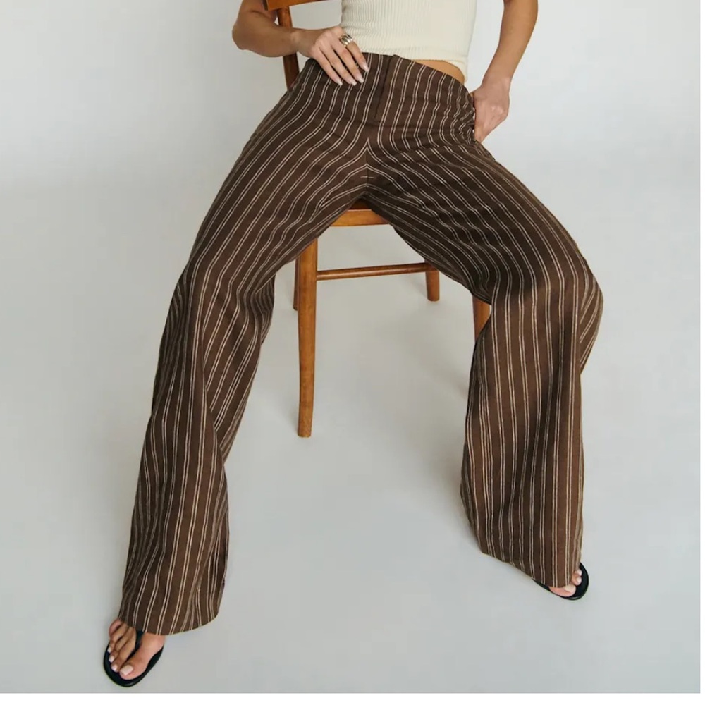 Reformation Vida Linen Low Rise Pant Size 0 - Picture 3 of 9